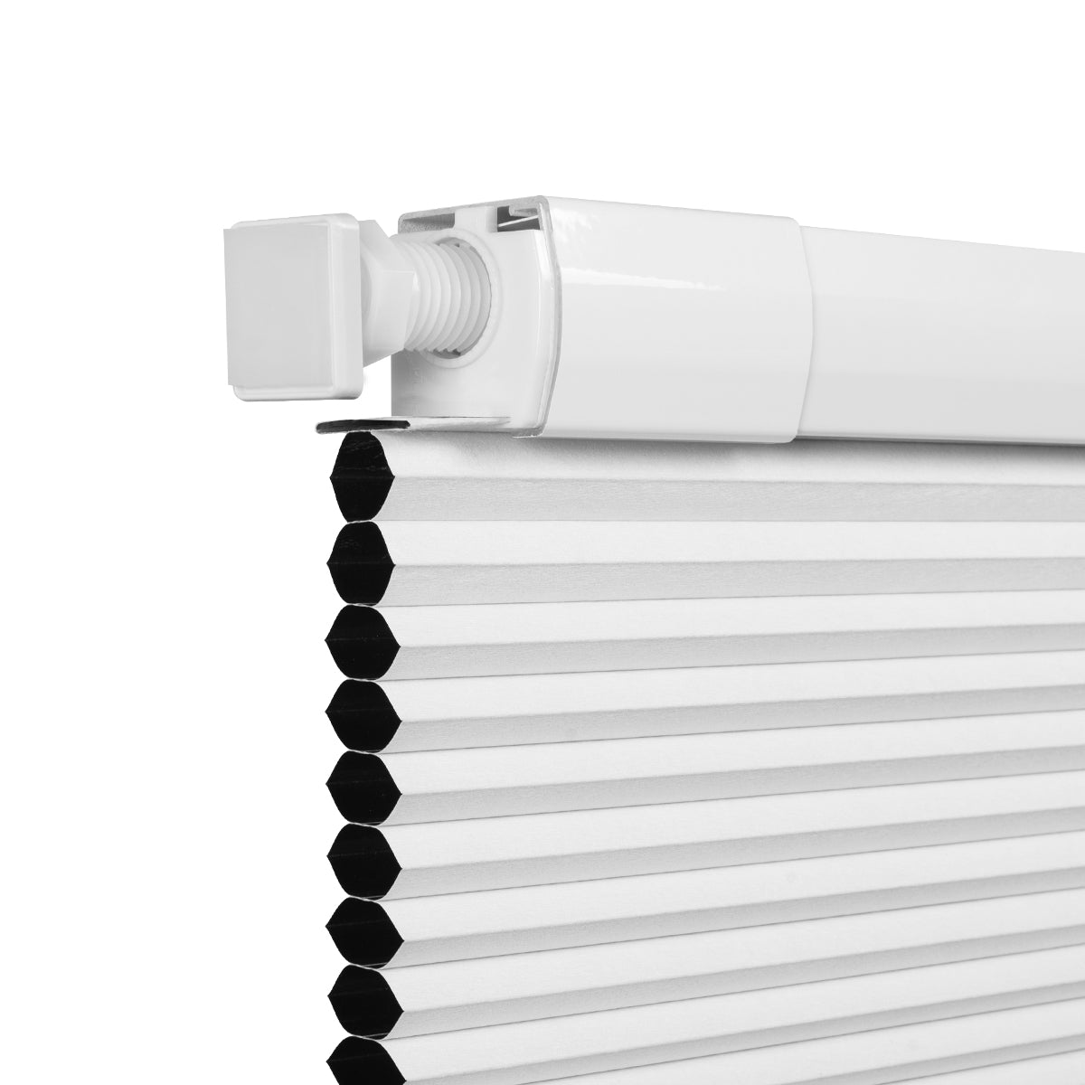 Sulugood No Dril Same Color With Casing Cellular Shades close-up showing honeycomb design and tool-free installation feature.