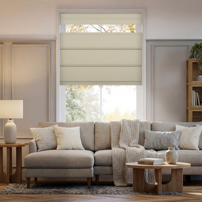 Sulugood No Drill Double Sided Linen Blackout Top Down and Bottom Up Roman Shades