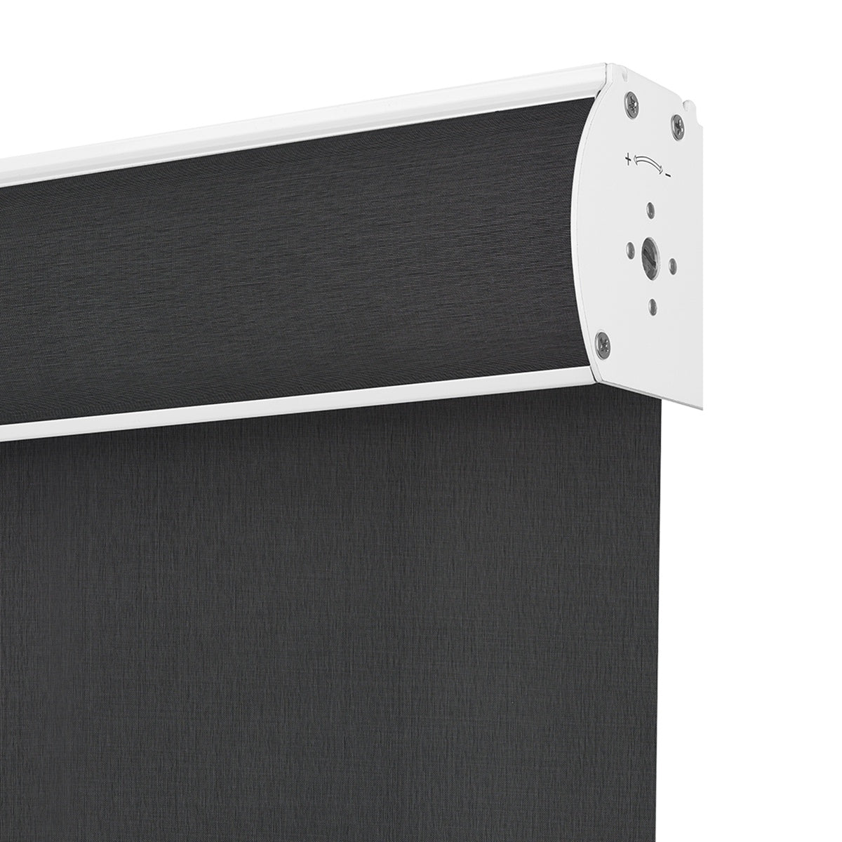 Sulugood Clearer Outdoor View Sunweave Fabric Roller Shades with a sleek black design and modern mounting hardware.