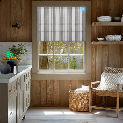 Sulugood Motorized No Drill Bright Square Stripes Roman Shades