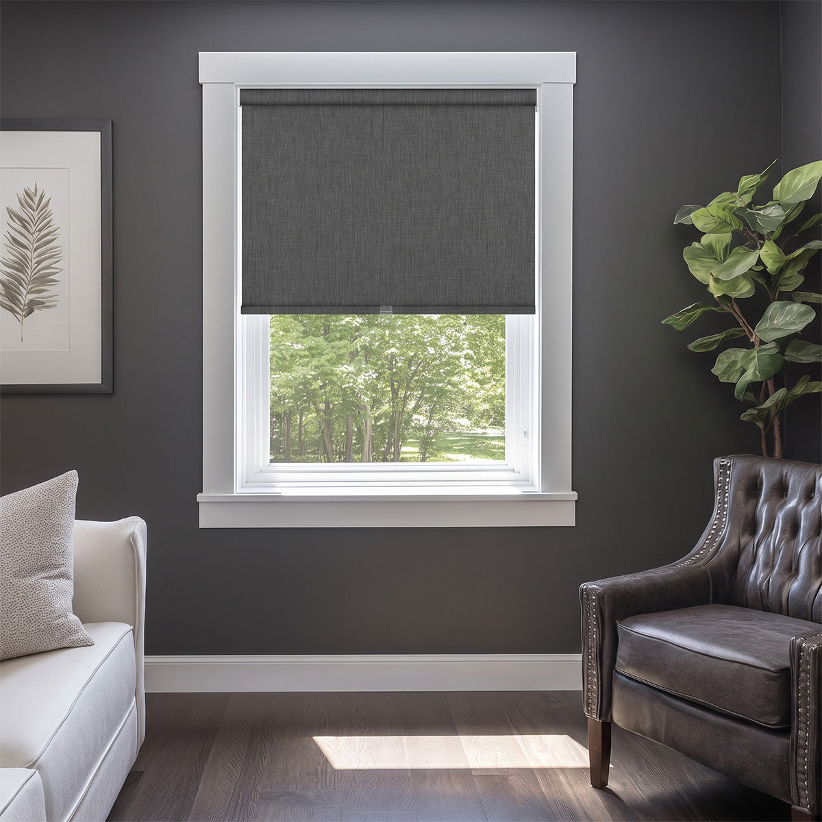 Sulugood Linen Double-sided Same Color Cordless Blackout Roller Shades