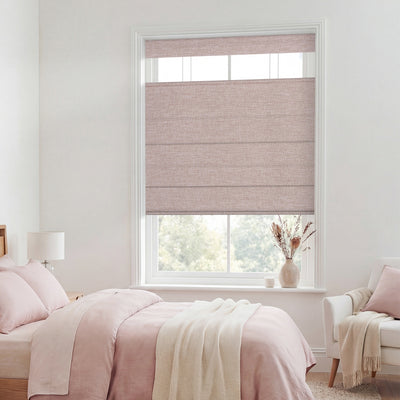 Sulugood New Premium Cordless Top Down Bottom Up Roman Shades in a stylish bedroom with natural light.