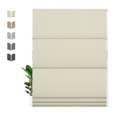 Sulugood Linen Fabric Blackout Drawstr Roman Shades