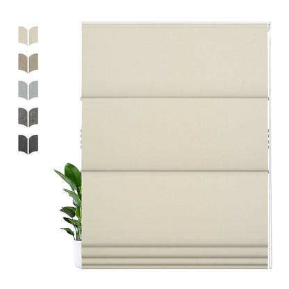 Sulugood Linen Fabric Blackout Drawstr Roman Shades