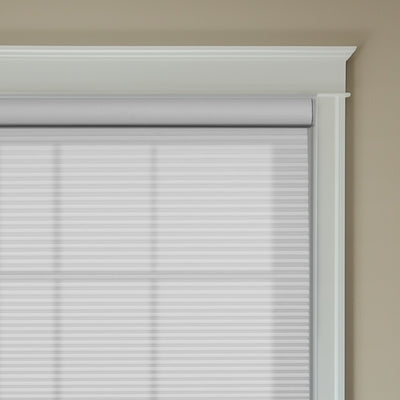 Sulugood Cordless Smart Motorized Blackout & Light Filtering Cellular Shades in a stylish window frame.