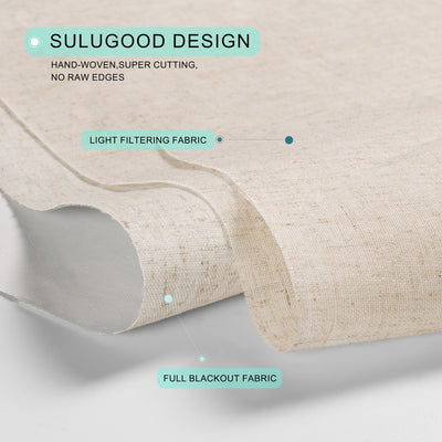 Sulugood Premium Cordless Double Layer Light Control Roman Shades showcasing light filtering and full blackout fabric.