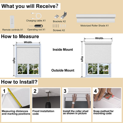 Sulugood Motorized Cordless Remote Control Blackout Light Filterling Roller Shades