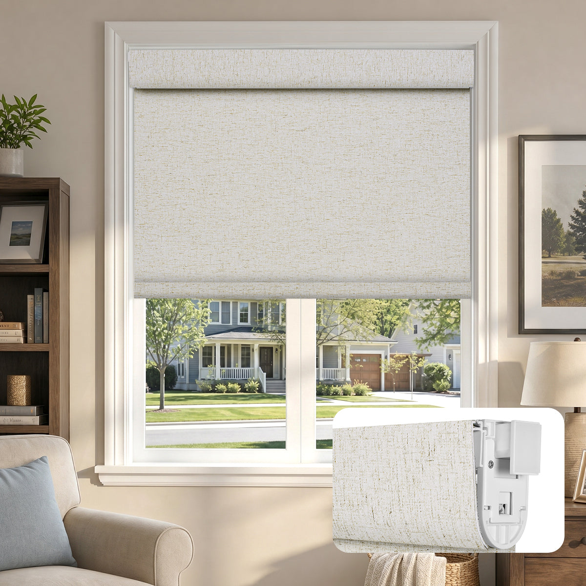 Sulugood Classic No Drill Cordless Cover Bracket Roller Shades