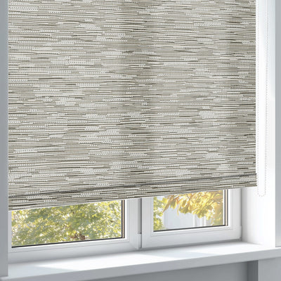 Sulugood Easy Installation With Bead Rope Light Filtering Jacquard Roller Shades installed in a window.