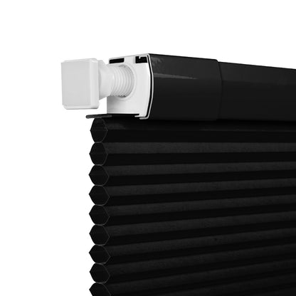 Sulugood NO Drill Same Color With Casing Cellular Shade close-up showing the black honeycomb design.