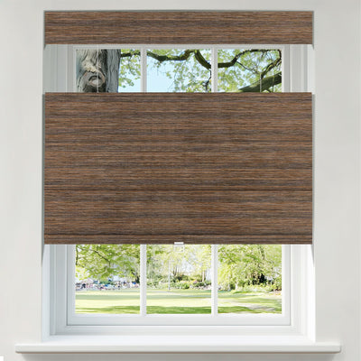 Sulugood Natural Linen Texture Cordless No Drill Top-Down Bottom-Up Roman Shades in a window, showcasing light control features.