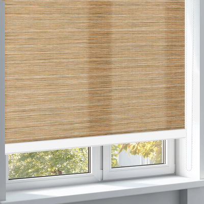Sulugood Wood-grain Imitation Fabric Easy to Install Light Filtering Roller Blinds