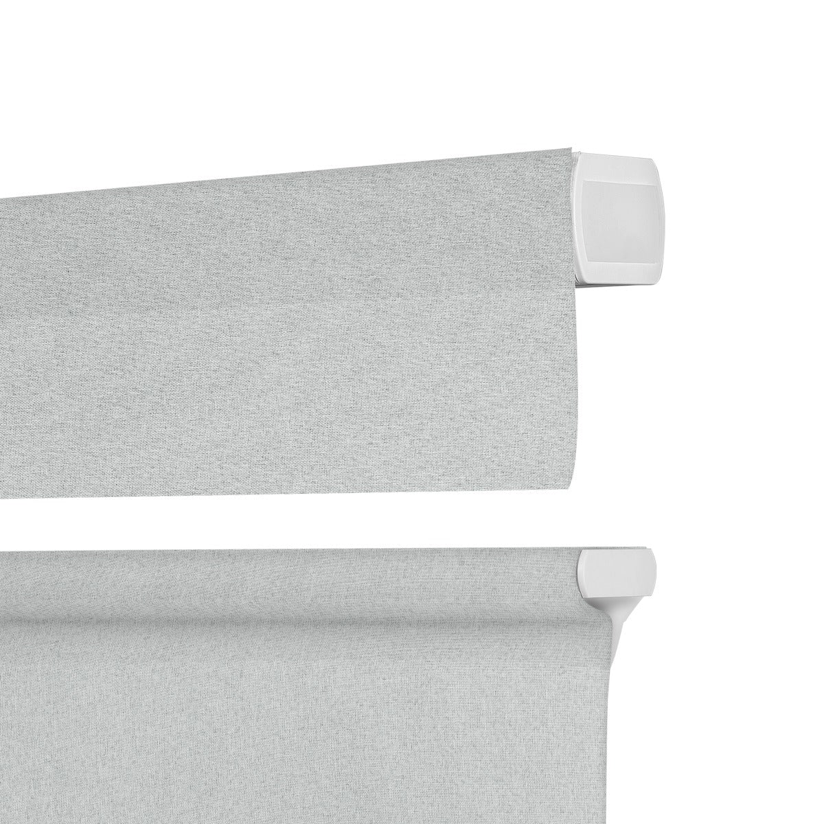 Sulugood Cordless Smart Motorized Top Down Bottom up Blackout Roman Blinds with Remote in grey fabric close-up