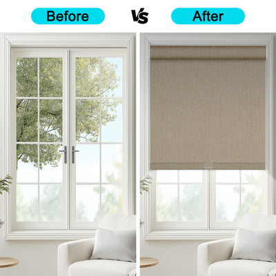 Sulugood Linen Double-sided Same Color Cordless Blackout Roller Shades