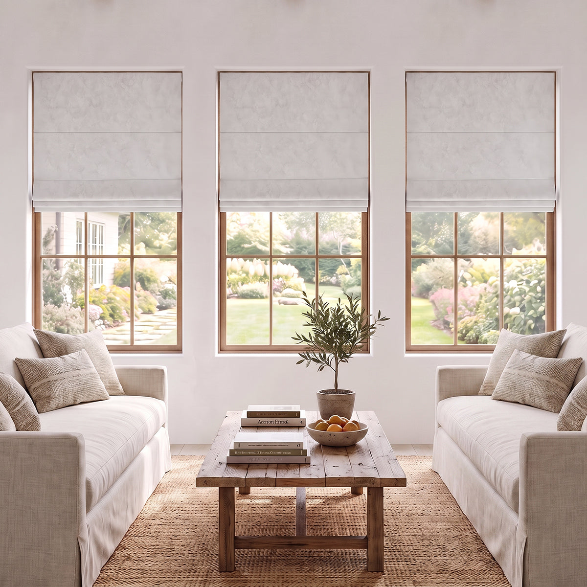 Sulugood No Drill Cordless Cloudstone Fabric Blackout Custom Roman Shades