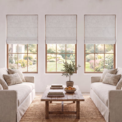 Sulugood No Drill Cordless Cloudstone Fabric Blackout Custom Roman Shades