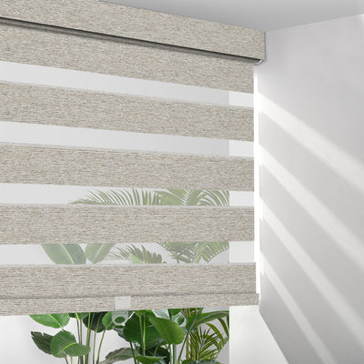 Sulugood No Drill Zebra Blinds Dual Layer Light Control for Day and Night Roller Shades