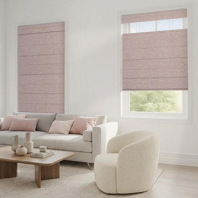 Sulugood New Premium Cordless Top Down Bottom Up Roman Shades installed in a modern living room.