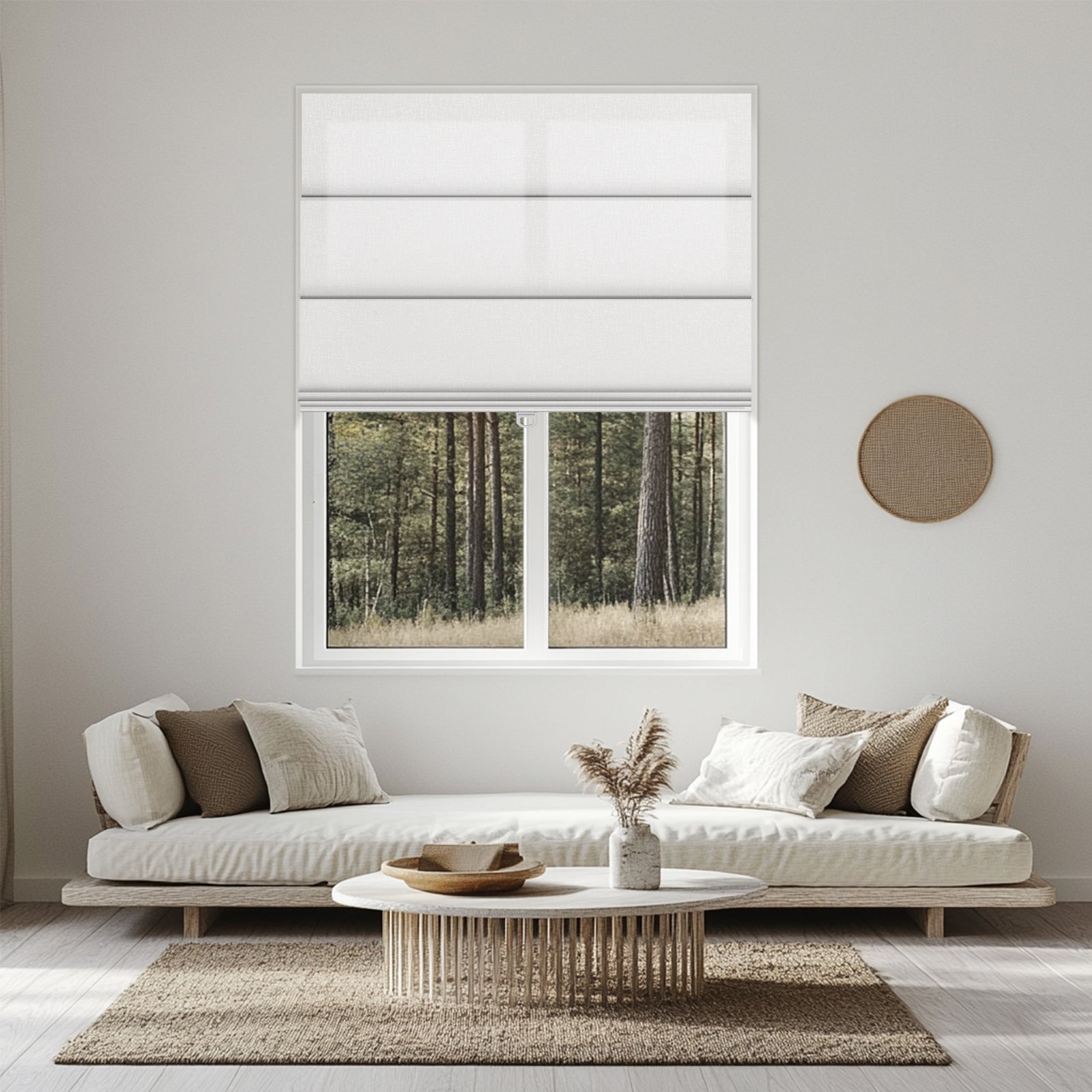 Sulugood Classic Cordless 50% Light Filtering Fabrics Roman Shades