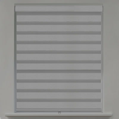 Sulugood Custom Cordless Light-Filtering Zebra Shades with Cover & Handhold installed on a window.