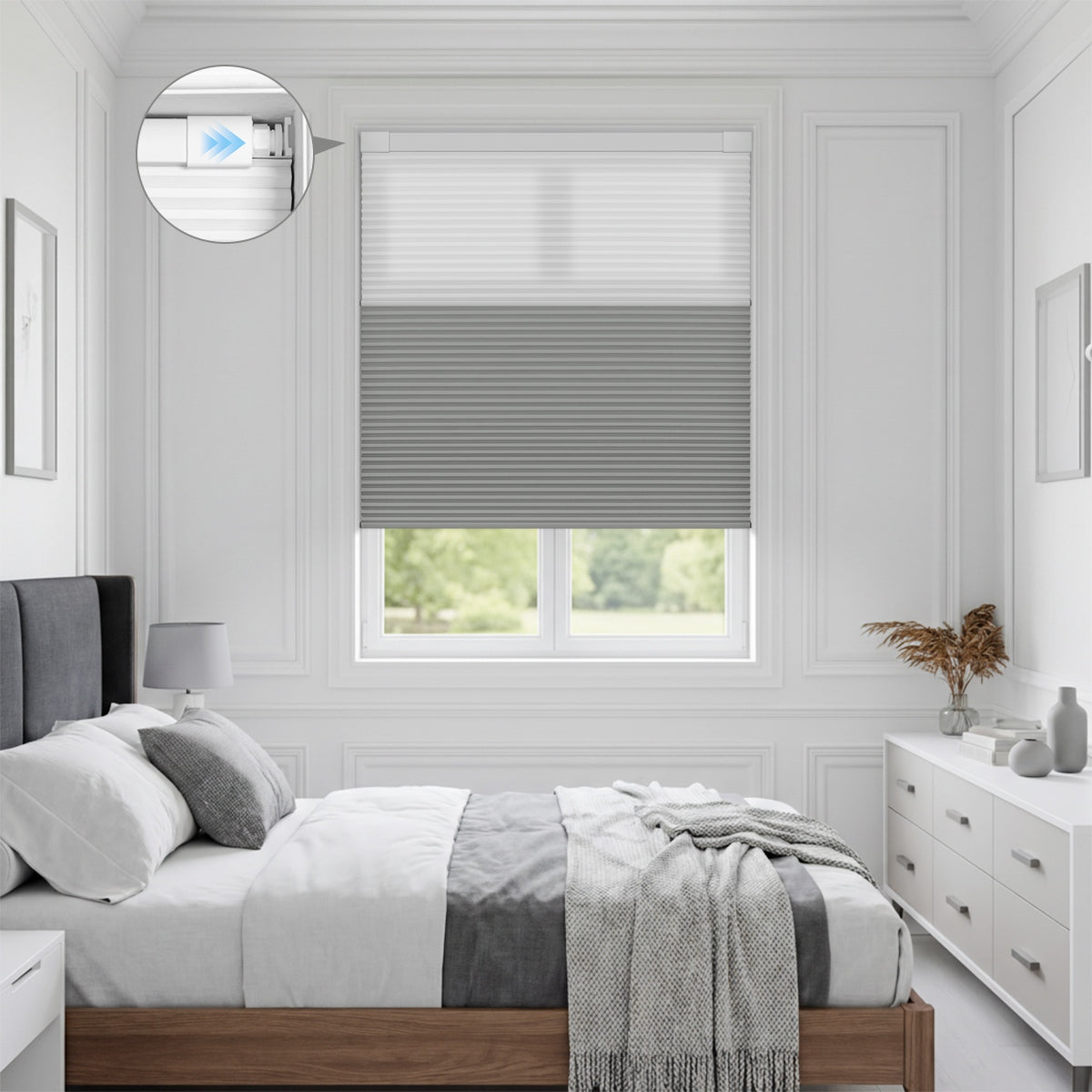 Sulugood No drill Cordless Light-controlling Day and Night Cellular Shade