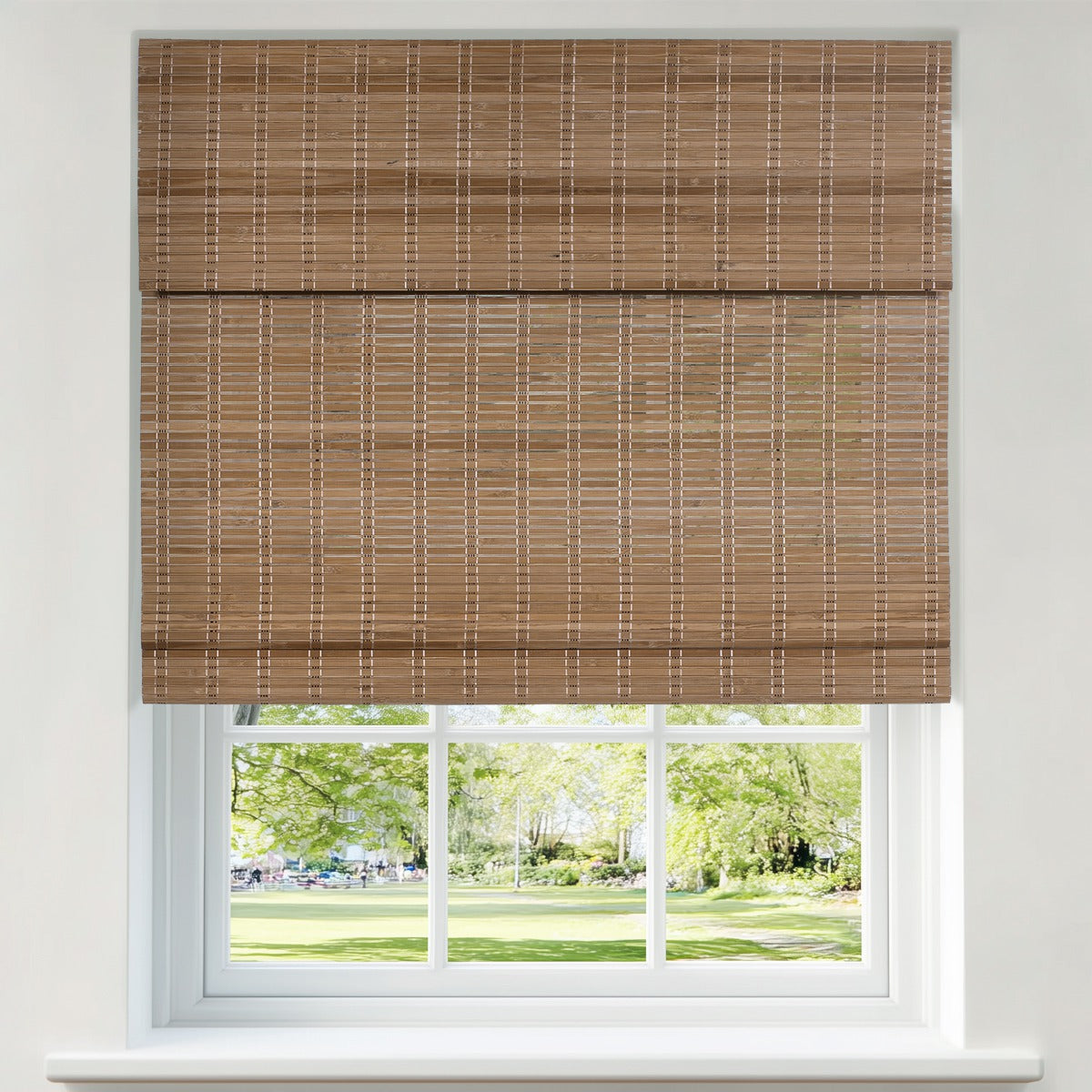 Sulugood  No Drill Cordless Premium Natural Texture Bamboo Roman Shades
