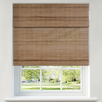 Sulugood  No Drill Cordless Premium Natural Texture Bamboo Roman Shades