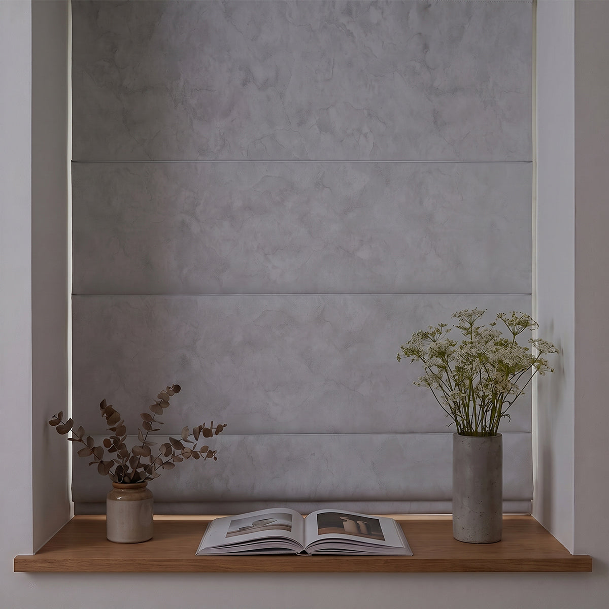 Sulugood No Drill Cordless Cloudstone Fabric Blackout Custom Roman Shades