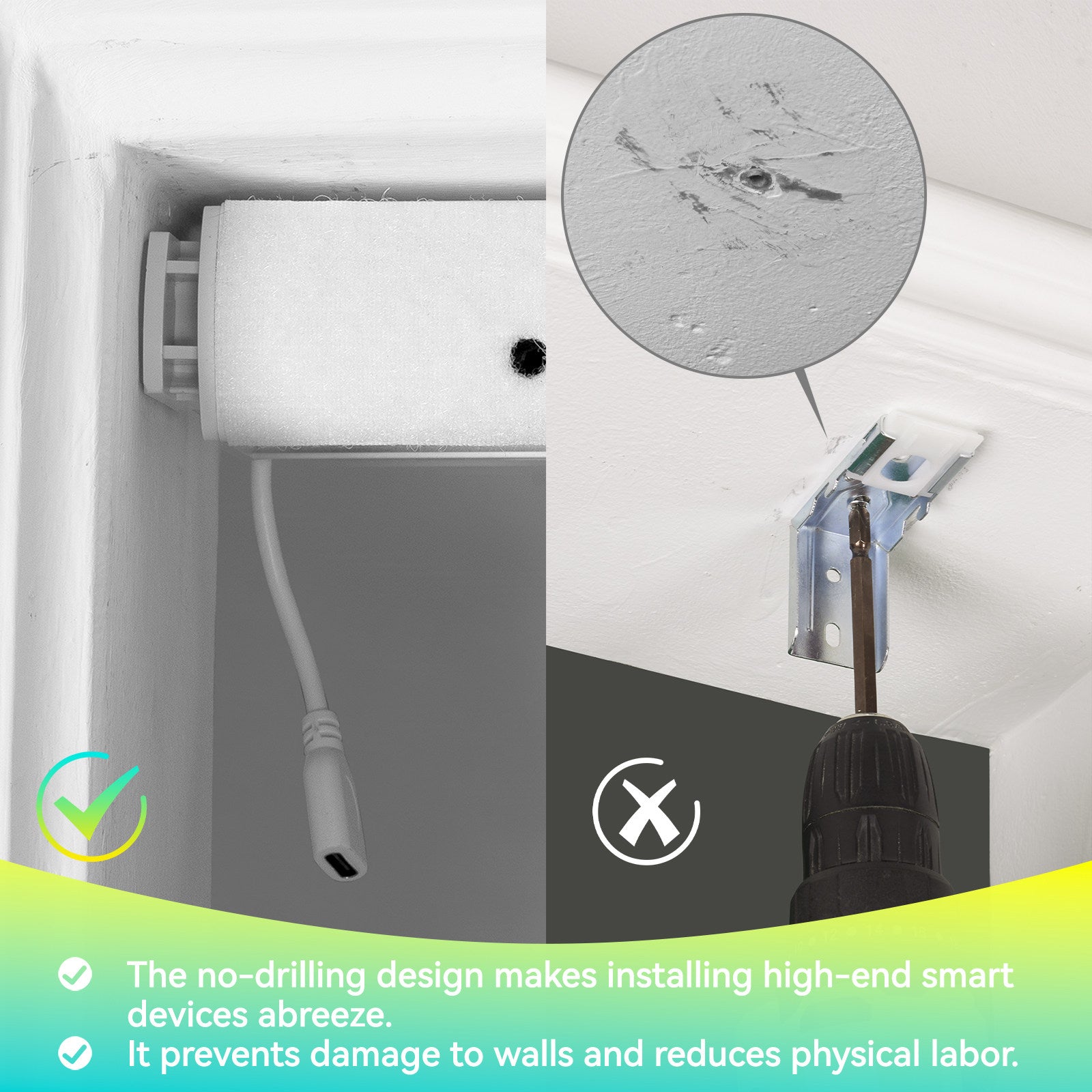 Sulugood No Drill Top Down Bottom Up Motorized Roman Shades