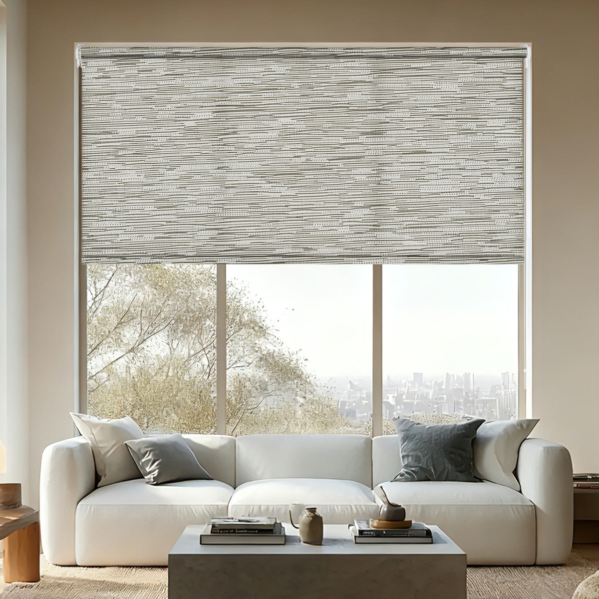 Sulugood Easy Installation With Bead Rope Light Filtering Jacquard Roller Shades