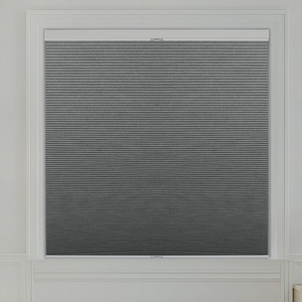Sulugood Standard Cordless Top Down Bottom Up Jacquard Cellular Shade in dark gray setting.