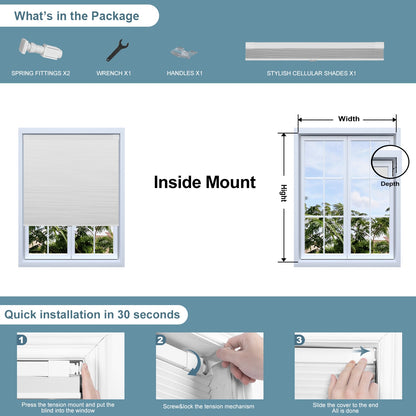 Sulugood No Drill Custom Cordless Mini Honeycomb Cellular Shades