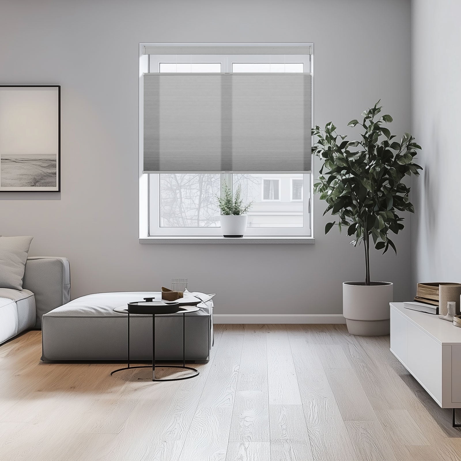 Sulugood Top Down Bottom Up Light Filtering Same Color With Casing Cellular Shades