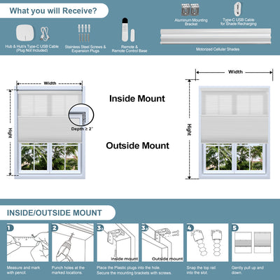 Sulugood Motorized Cellular Shades Day and Night Cordless Cellular Blinds