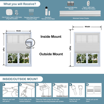 Sulugood Motorized Cellular Shades Day and Night Cordless Cellular Blinds