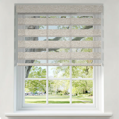 Sulugood No Drill Zebra Blinds Dual Layer Light Control for Day and Night Roller Shades