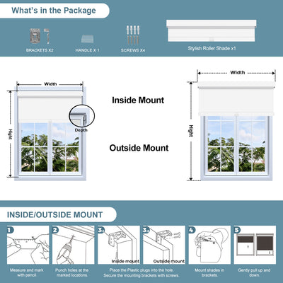 Sulugood Slim Profile Clean Window Look Spring System Cordless Roller Shades