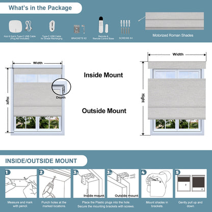 Sulugood Motorized Top down Bottom up Light Filtering & Full View Roman Shades