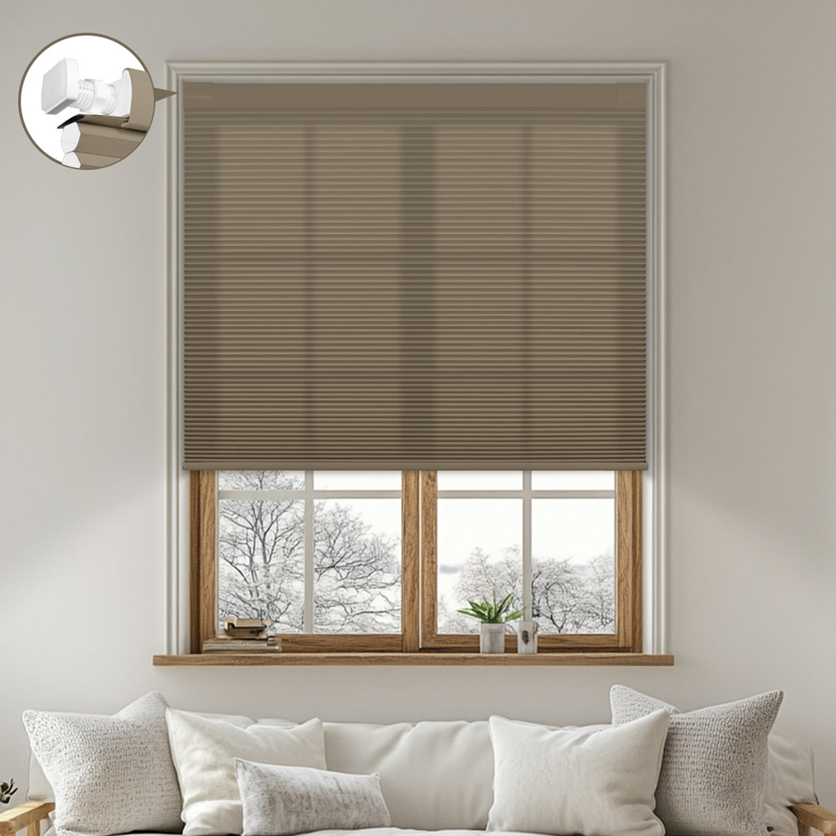 Sulugood Classic No Drill Blackout Same Color With Casing Cellular Shade