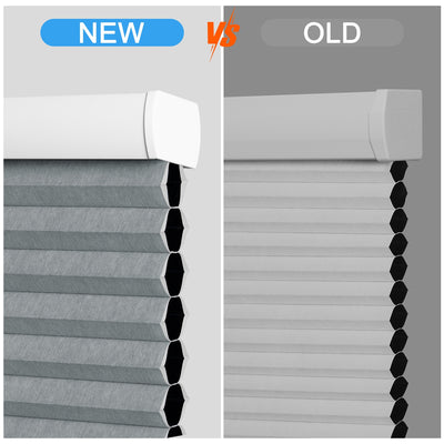 Sulugood New Arrival Premium Cell In Cell Motorized Standard Honeycomb Blinds comparison of new vs old models.