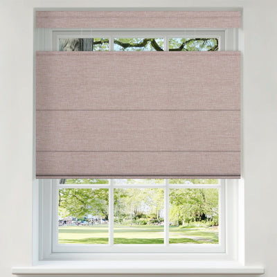Sulugood New Premium Cordless Top Down Bottom Up Roman Shades in a modern window setting with a beautiful outdoor view.