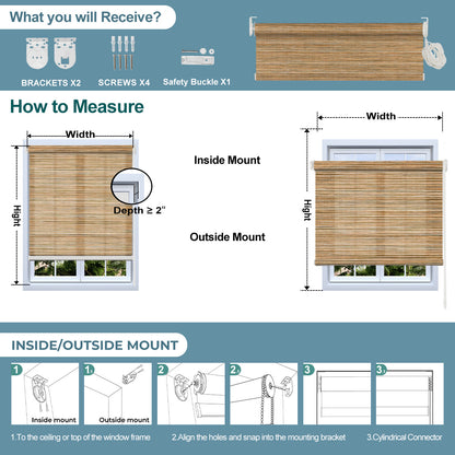 Sulugood Wood-grain Imitation Fabric Easy to Install Light Filtering Roller Blinds