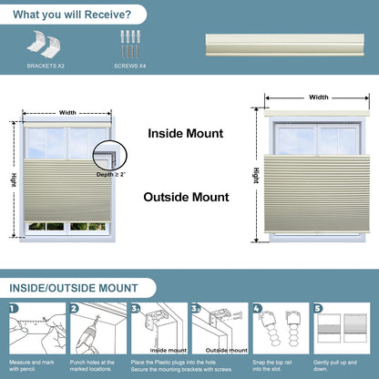 Sulugood  Top-Down Bottom-Up Blackout Same Color With Casing Cellular Shade