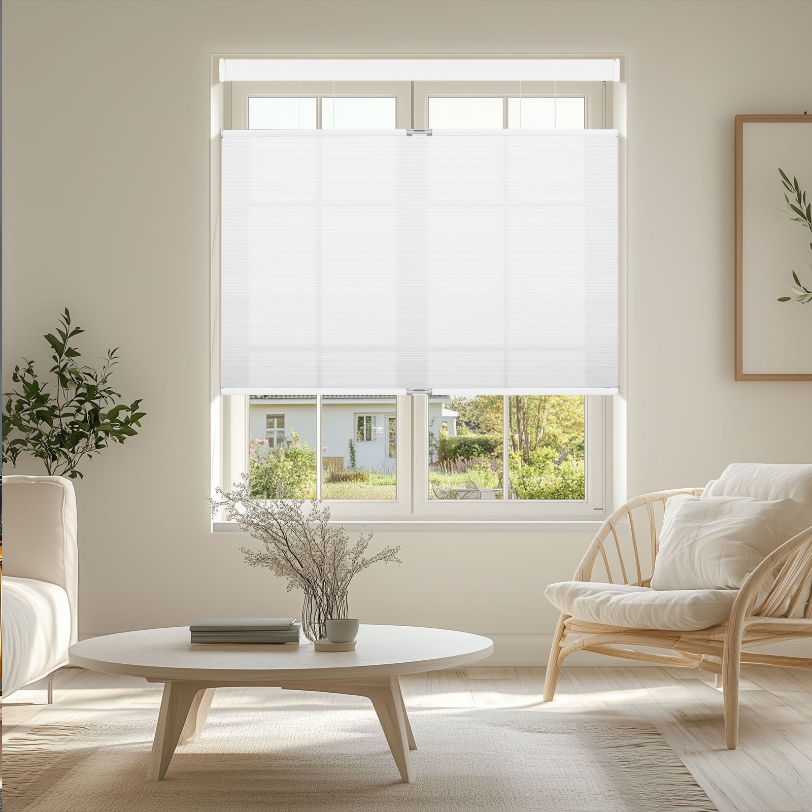 Sulugood Top Down Bottom Up Light Filtering Same Color With Casing Cellular Shades