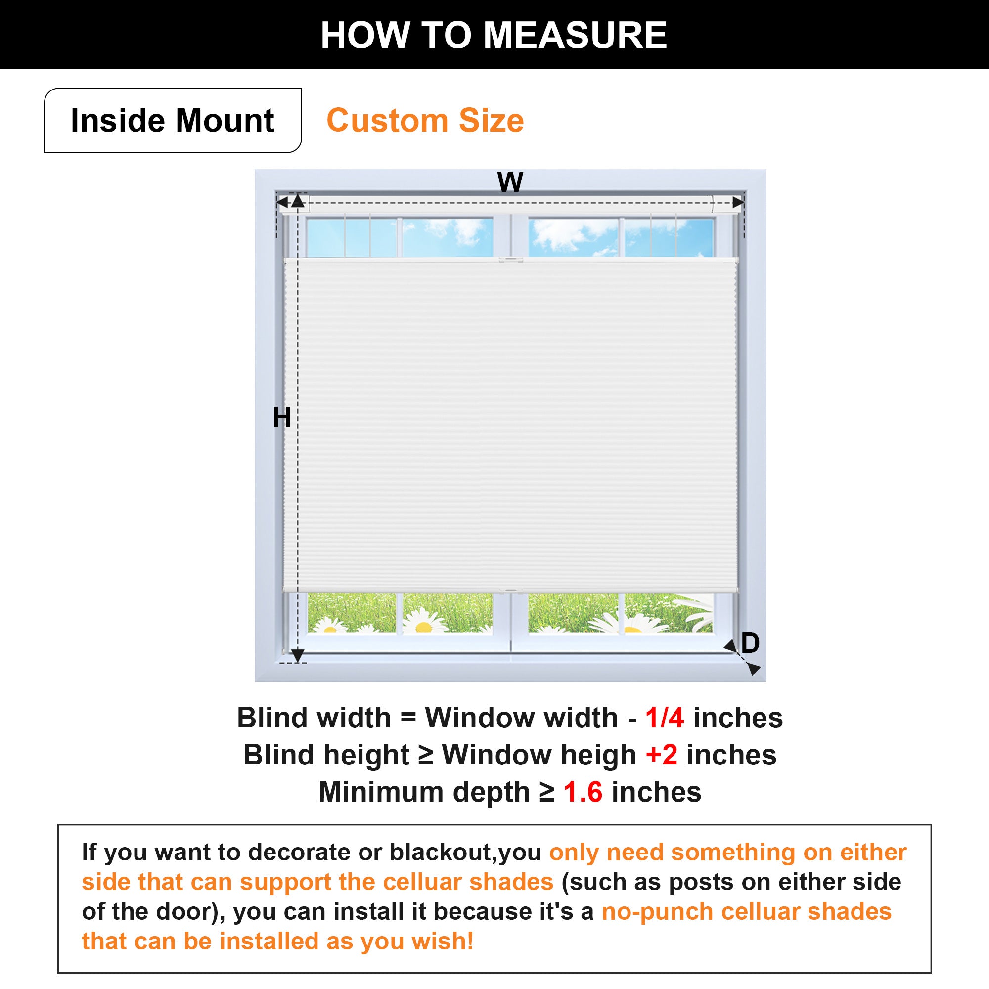 How to measure window blinds for inside mount with width, height, and depth instructions
