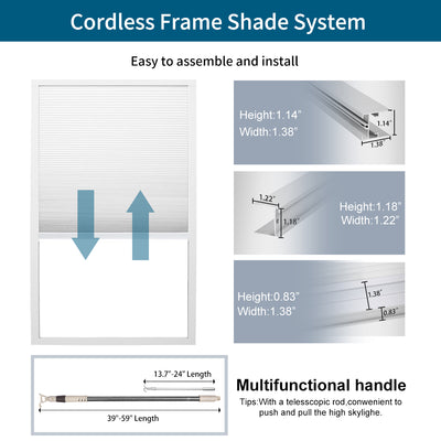 Sulugood Cordless Custom Skylight Honeycomb Shades with Aluminum Frame