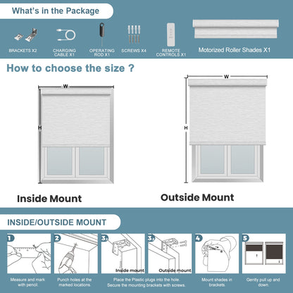 Sulugood Motorized Cordless Remote Control Blackout Light Filterling Roller Shades