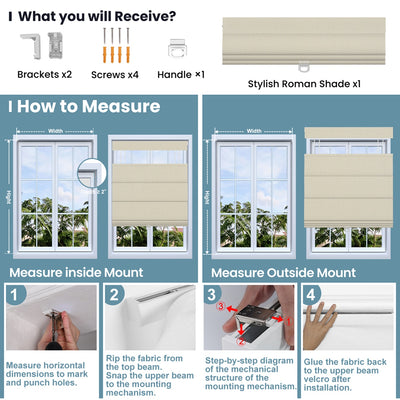 Sulugood Cordless Top-Down Bottom-Up Linen  Roman Shades