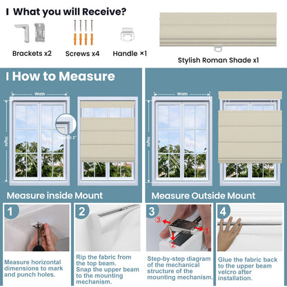 Sulugood Cordless Top-Down Bottom-Up Linen  Roman Shades