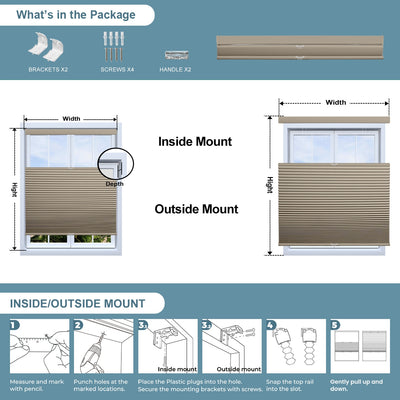 What's in the Package for Sulugood Top-Down Bottom-Up Same Color With Casing Cellular Shade installation.